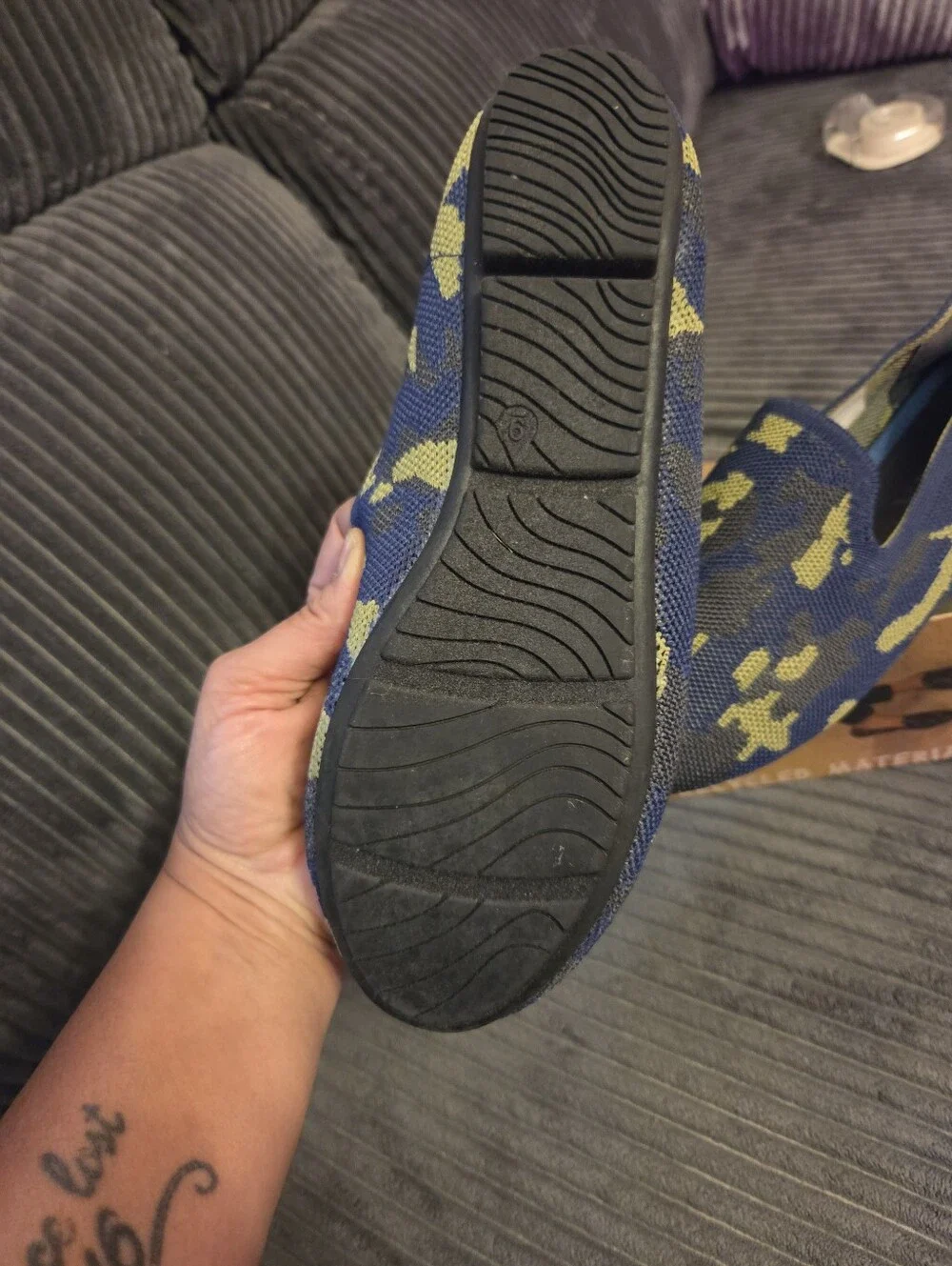 SERRA Navy and Yellow Knit Slip-On Loafers for Women